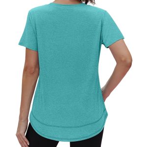 Womens Workout Tops Short Sleeve Shirts with Sun Protection Trendy Spring Summer Outfits S-3XL