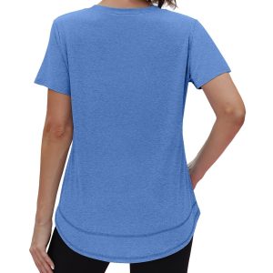Womens Workout Tops Short Sleeve Shirts with Sun Protection Trendy Spring Summer Outfits S-3XL