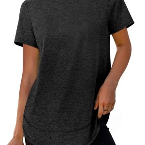 Womens Workout Tops Short Sleeve Shirts with Sun Protection Trendy Spring Summer Outfits S-3XL