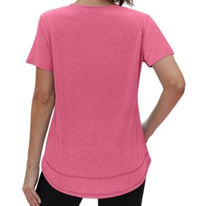 Womens Workout Tops Short Sleeve Shirts with Sun Protection Trendy Spring Summer Outfits S-3XL