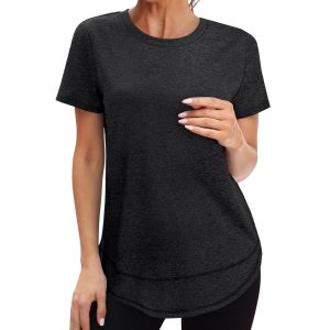 Womens Workout Tops Short Sleeve Shirts with Sun Protection Trendy Spring Summer Outfits S-3XL
