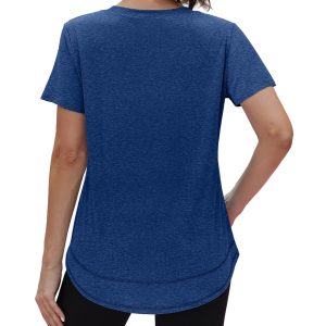 Womens Workout Tops Short Sleeve Shirts with Sun Protection Trendy Spring Summer Outfits S-3XL