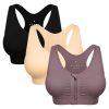 Women's Zip Front Sports Bra Wireless Post-Surgery Bra Active Yoga Sports Bras