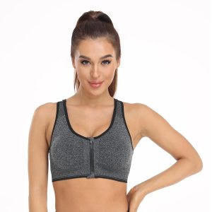 Women's Zip Front Sports Bra Wireless Post-Surgery Bra Active Yoga Sports Bras