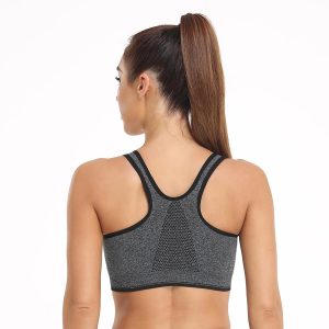 Women's Zip Front Sports Bra Wireless Post-Surgery Bra Active Yoga Sports Bras