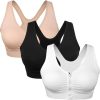 Women's Zip Front Sports Bra Wireless Post-Surgery Bra Active Yoga Sports Bras