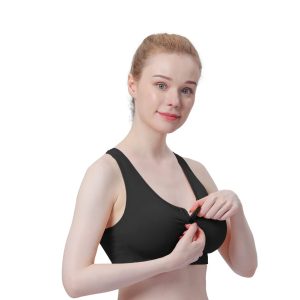Women's Zip Front Sports Bra Wireless Post-Surgery Bra Active Yoga Sports Bras