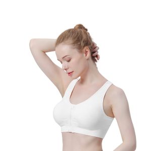 Women's Zip Front Sports Bra Wireless Post-Surgery Bra Active Yoga Sports Bras