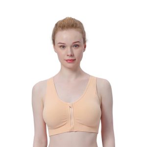 Women's Zip Front Sports Bra Wireless Post-Surgery Bra Active Yoga Sports Bras