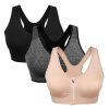 Women's Zip Front Sports Bra Wireless Post-Surgery Bra Active Yoga Sports Bras