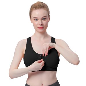 Women's Zip Front Sports Bra Wireless Post-Surgery Bra Active Yoga Sports Bras