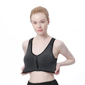 Women's Zip Front Sports Bra Wireless Post-Surgery Bra Active Yoga Sports Bras