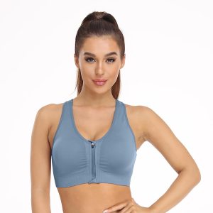 Women's Zip Front Sports Bra Wireless Post-Surgery Bra Active Yoga Sports Bras