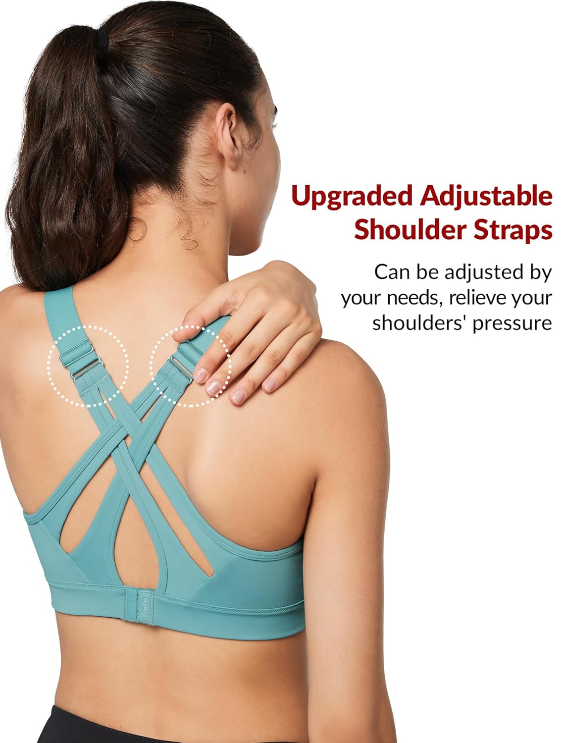 Yvette Sports Bra High Impact Adjustable Criss Cross Back, Full Support for Large Bust No Bounce