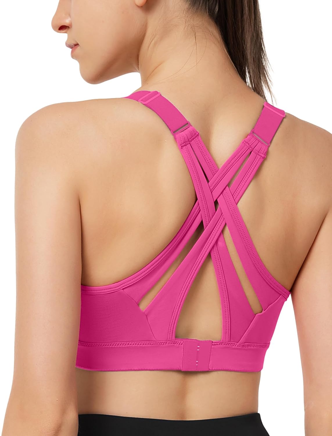 Yvette Sports Bra High Impact Adjustable Criss Cross Back, Full Support for Large Bust No Bounce