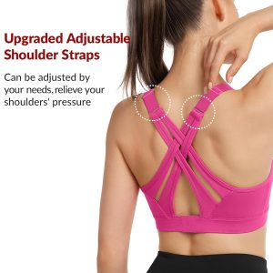 Yvette Sports Bra High Impact Adjustable Criss Cross Back, Full Support for Large Bust No Bounce