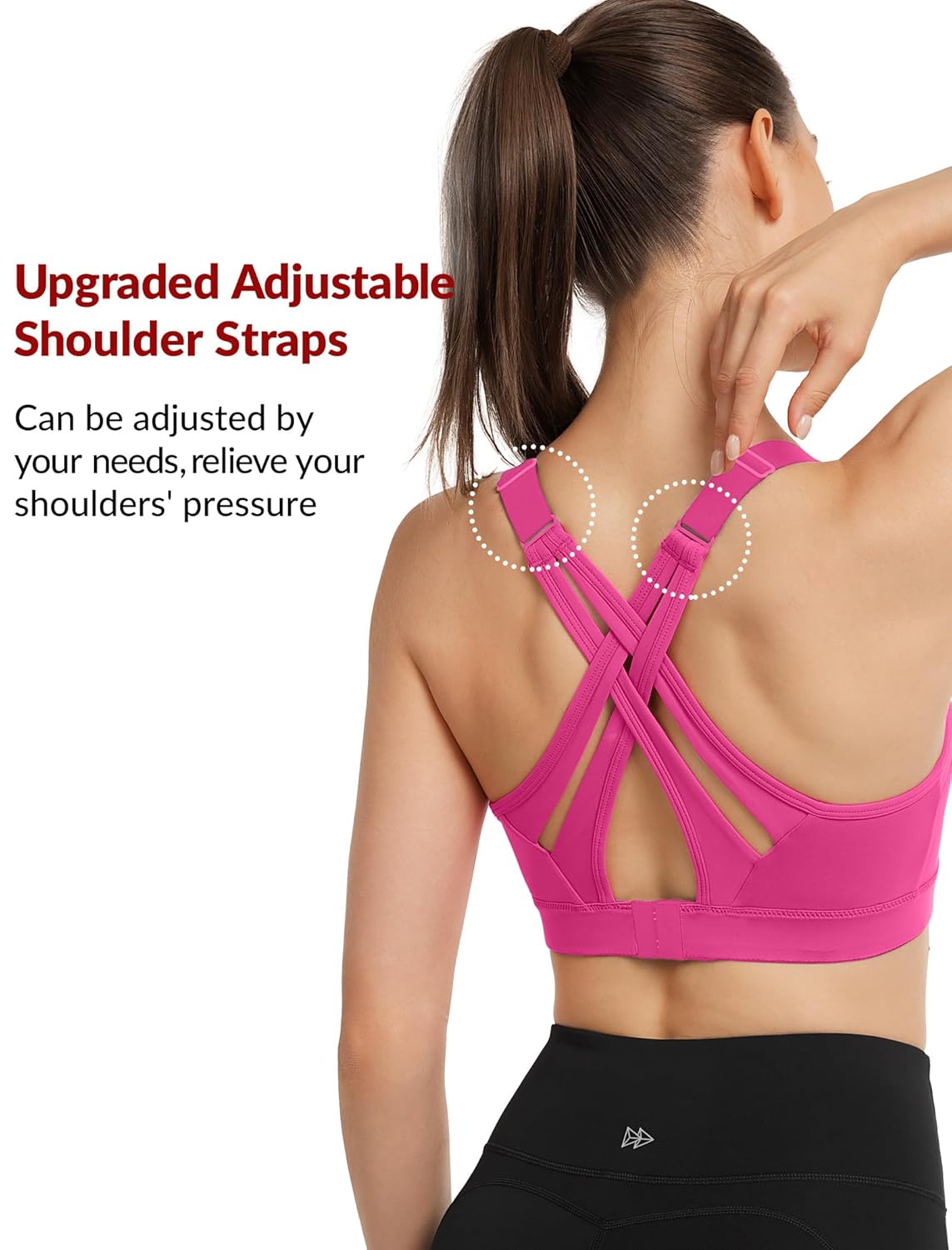 Yvette Sports Bra High Impact Adjustable Criss Cross Back, Full Support for Large Bust No Bounce