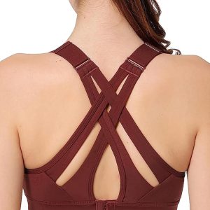 Yvette Sports Bra High Impact Adjustable Criss Cross Back, Full Support for Large Bust No Bounce