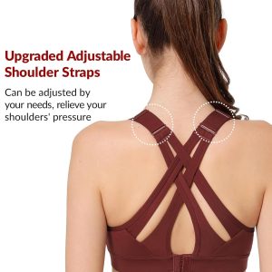 Yvette Sports Bra High Impact Adjustable Criss Cross Back, Full Support for Large Bust No Bounce