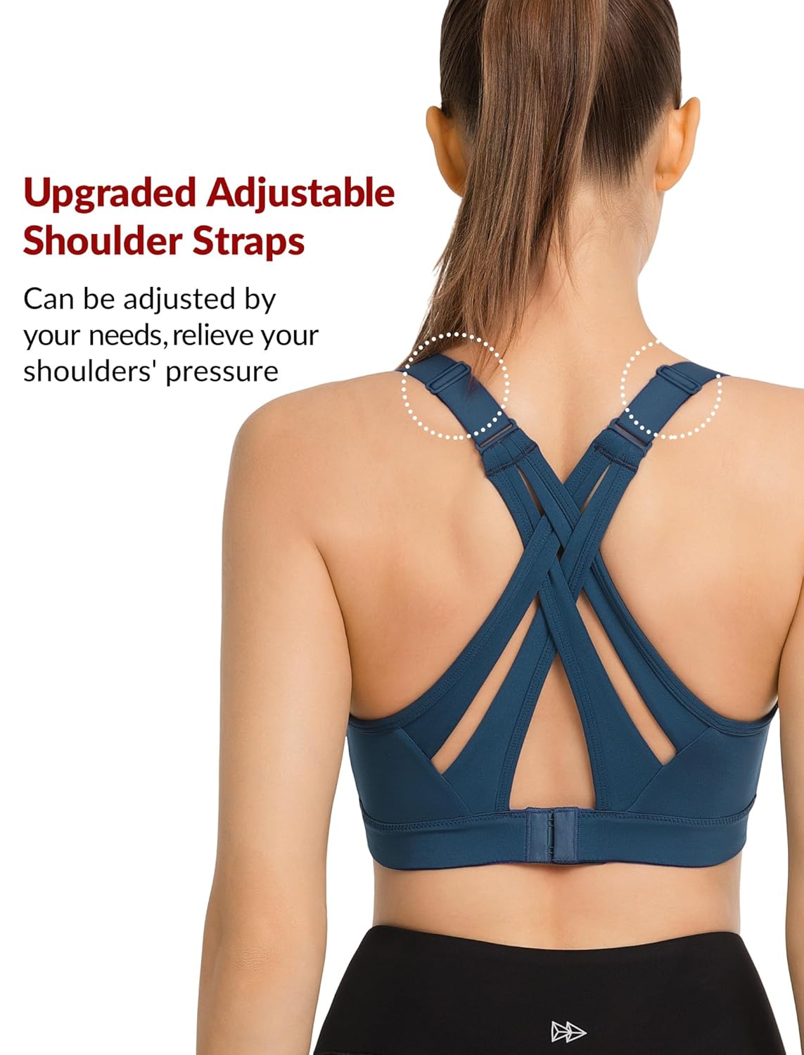 Yvette Sports Bra High Impact Adjustable Criss Cross Back, Full Support for Large Bust No Bounce