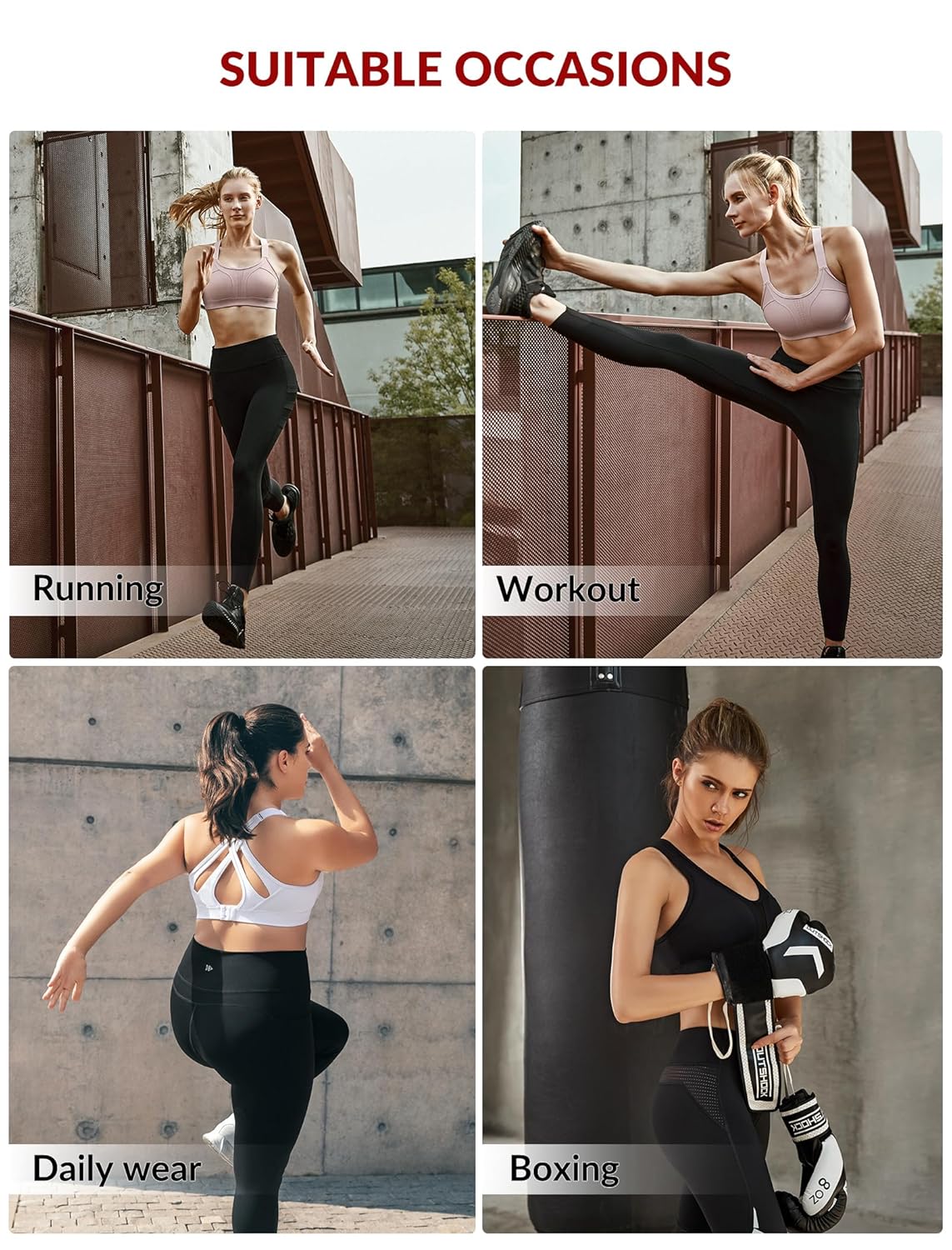 Yvette Sports Bra High Impact Adjustable Criss Cross Back, Full Support for Large Bust No Bounce