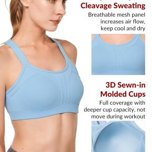 Yvette Sports Bra High Impact Adjustable Criss Cross Back, Full Support for Large Bust No Bounce