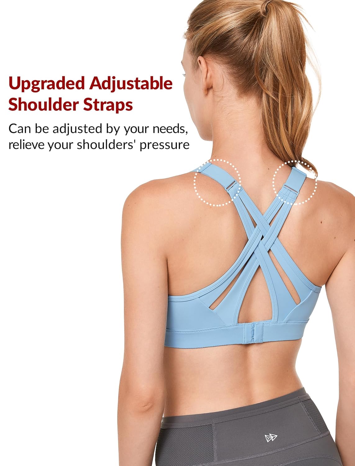 Yvette Sports Bra High Impact Adjustable Criss Cross Back, Full Support for Large Bust No Bounce