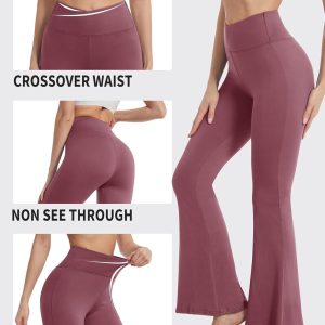 ZOOSIXX Flare Yoga Pants for Women, Crossover Soft Bootcut Leggings