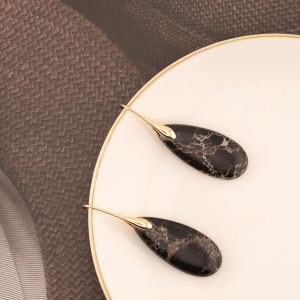 Natural Healing Stone Fishhoop Dangle Drop Earrings Statement Gold silver earrings