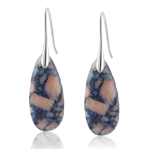 Natural Healing Stone Fishhoop Dangle Drop Earrings Statement Gold silver earrings