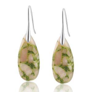 Natural Healing Stone Fishhoop Dangle Drop Earrings Statement Gold silver earrings