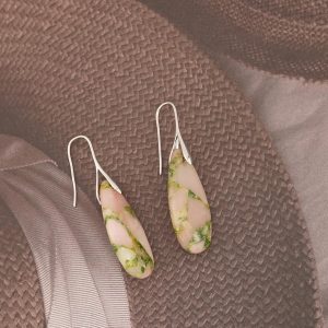 Natural Healing Stone Fishhoop Dangle Drop Earrings Statement Gold silver earrings