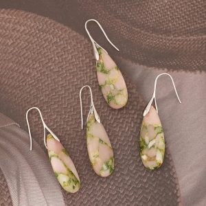Natural Healing Stone Fishhoop Dangle Drop Earrings Statement Gold silver earrings