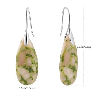 Natural Healing Stone Fishhoop Dangle Drop Earrings Statement Gold silver earrings